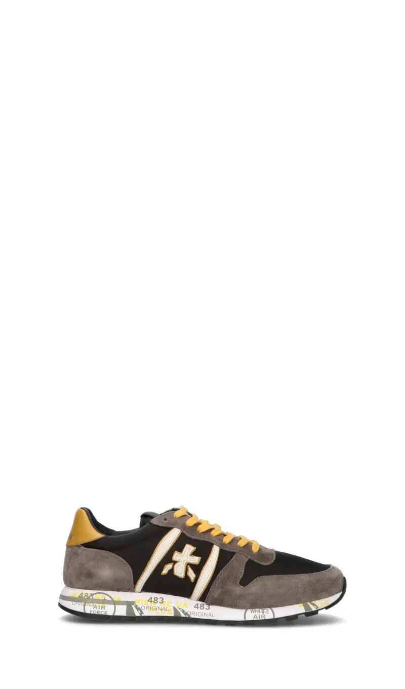 Sneaker uomo grigia/gialla in pelle Vario