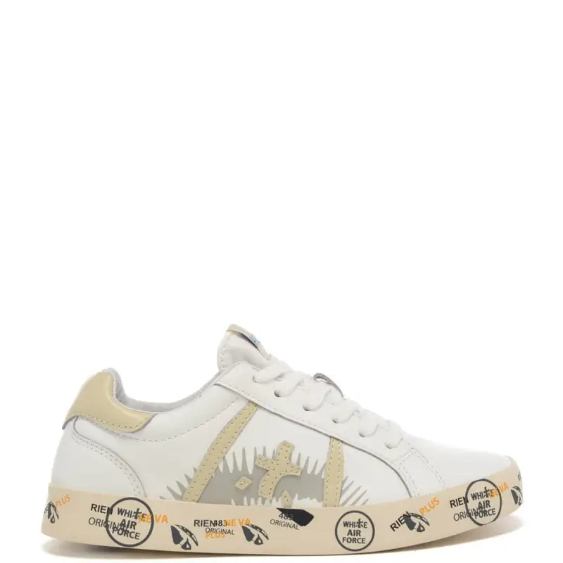 Premiata sneakers bambino andy stringate in vera pelle bianca white