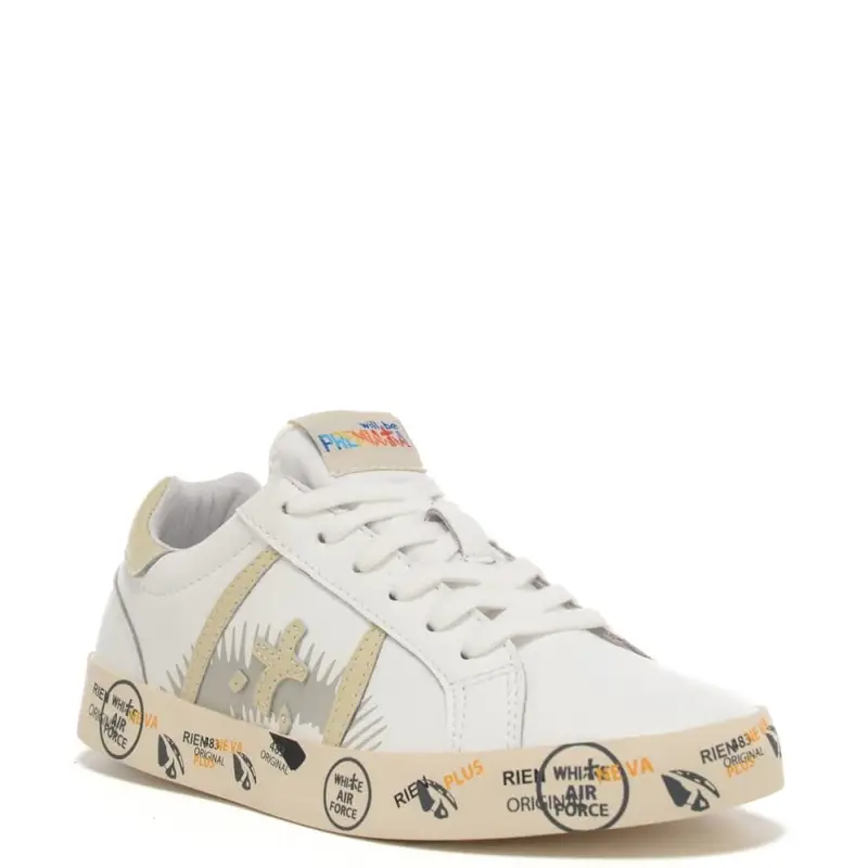 Premiata sneakers bambino andy stringate in vera pelle bianca white miniatura 2