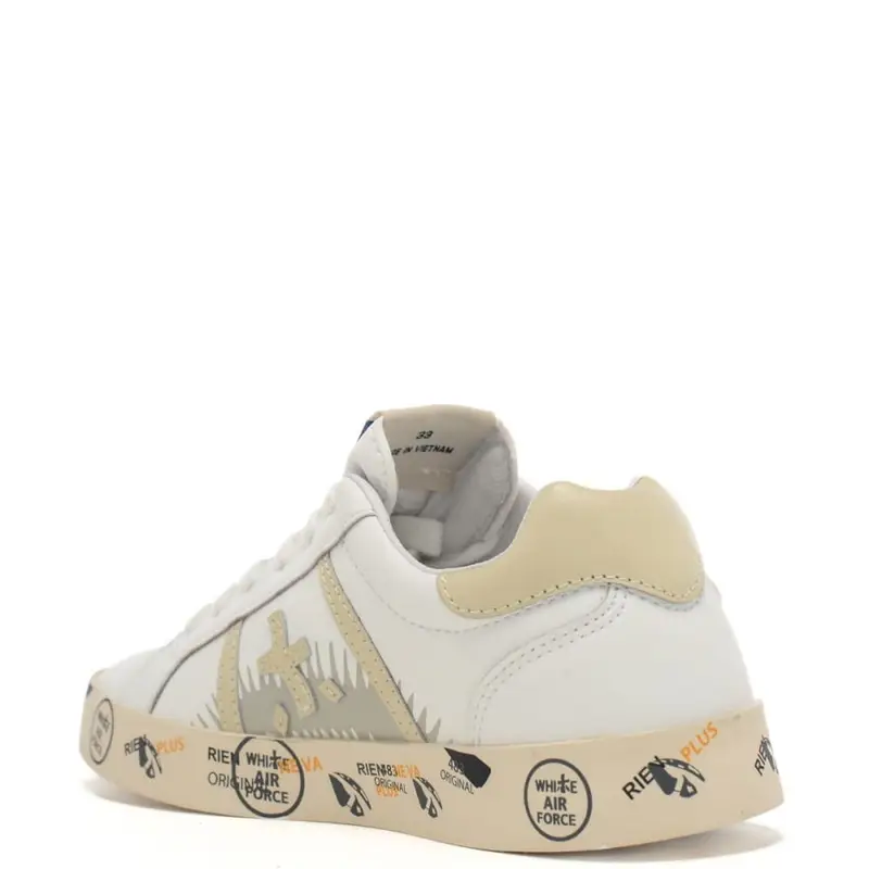 Premiata sneakers bambino andy stringate in vera pelle bianca white miniatura 3