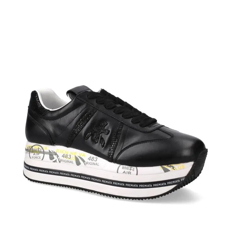 Sneakers Beth in Pelle Nero miniatura 2