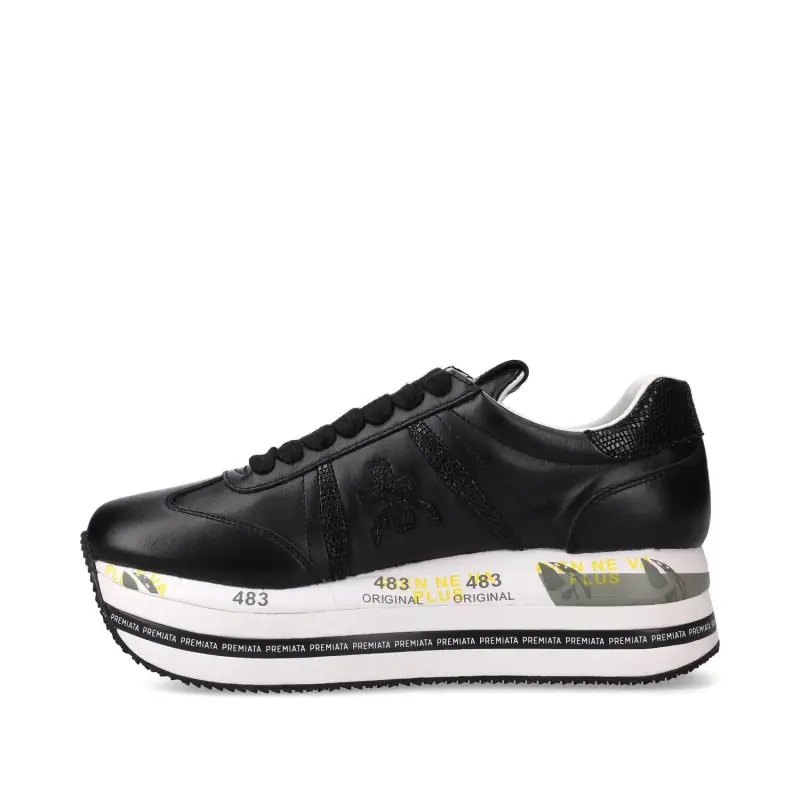 Sneakers Beth in Pelle Nero miniatura 3