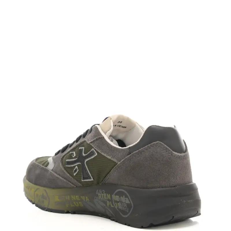 sneakers da bambino demi con inserti in suede verde grigio miniatura 3