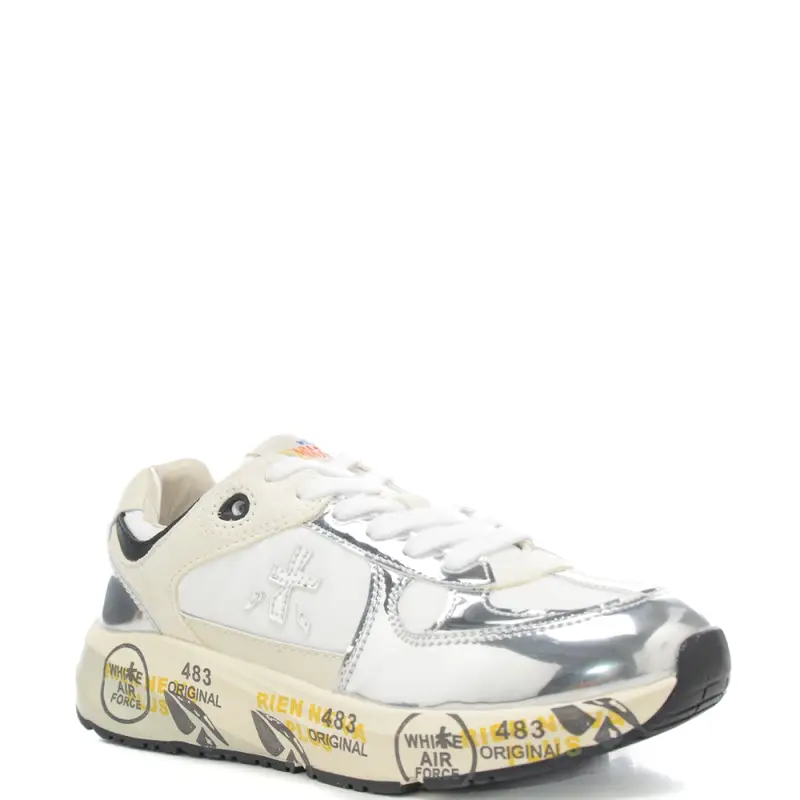 sneakers da bambino diva in vera pelle scamosciata con inserti in tessuto argento miniatura 2