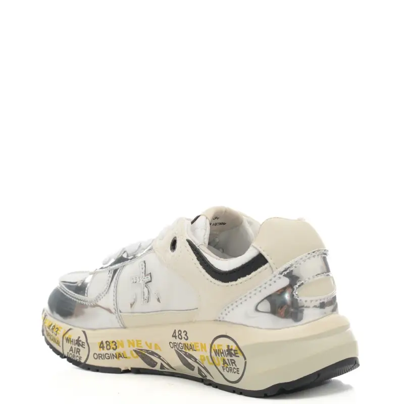 sneakers da bambino diva in vera pelle scamosciata con inserti in tessuto argento miniatura 3