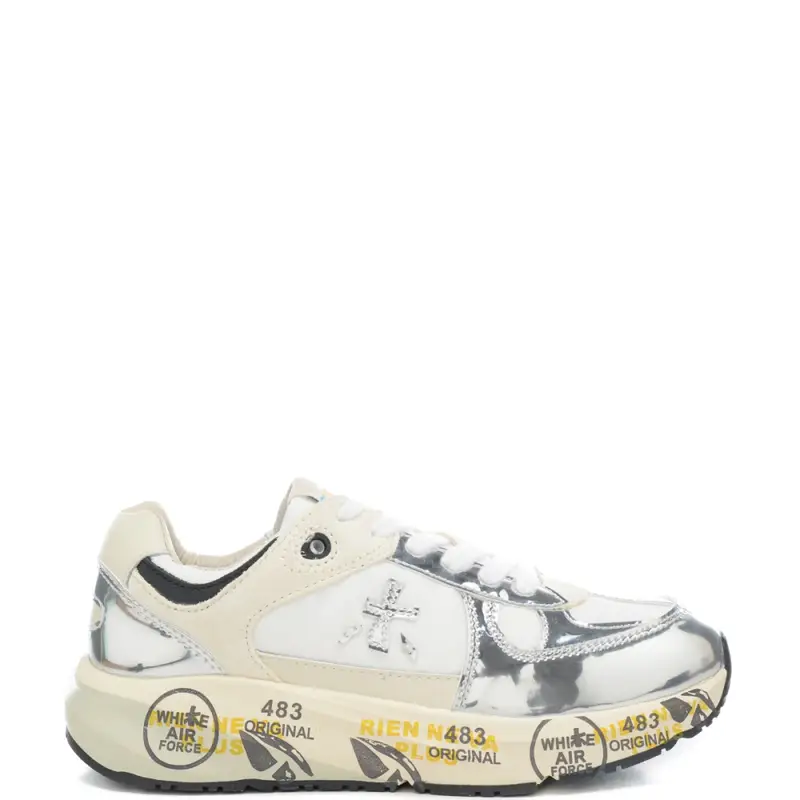 sneakers da bambino diva in vera pelle scamosciata con inserti in tessuto argento