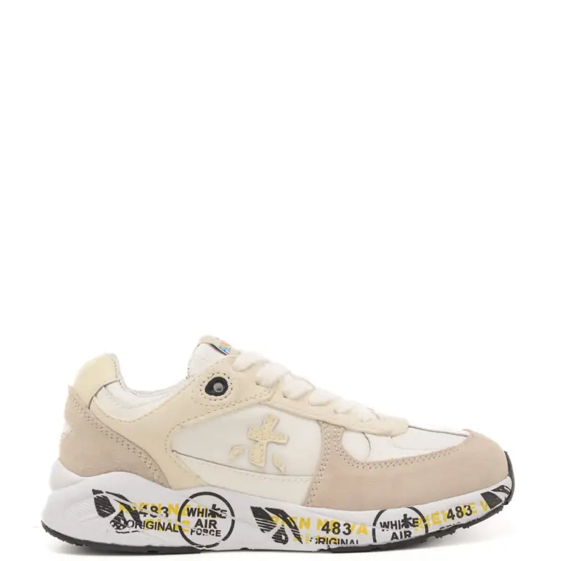 sneakers da bambino robin in vera pelle scamosciata con inserti in tessuto bianche