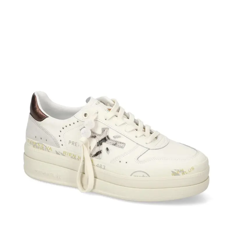 Sneakers Donna Bianco Multicolore con Plateau miniatura 2