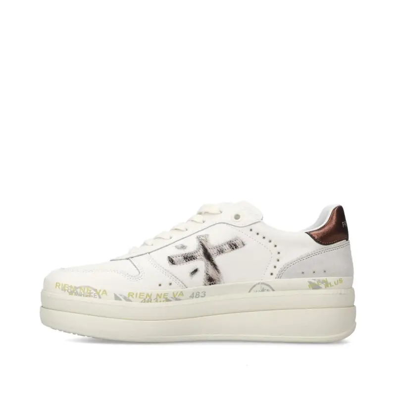 Sneakers Donna Bianco Multicolore con Plateau miniatura 3
