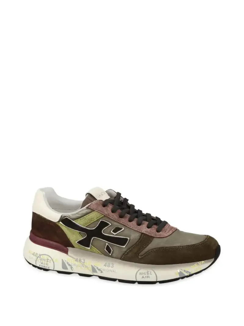 Premiata Sneakers verde in pelle e tessuto miniatura 3