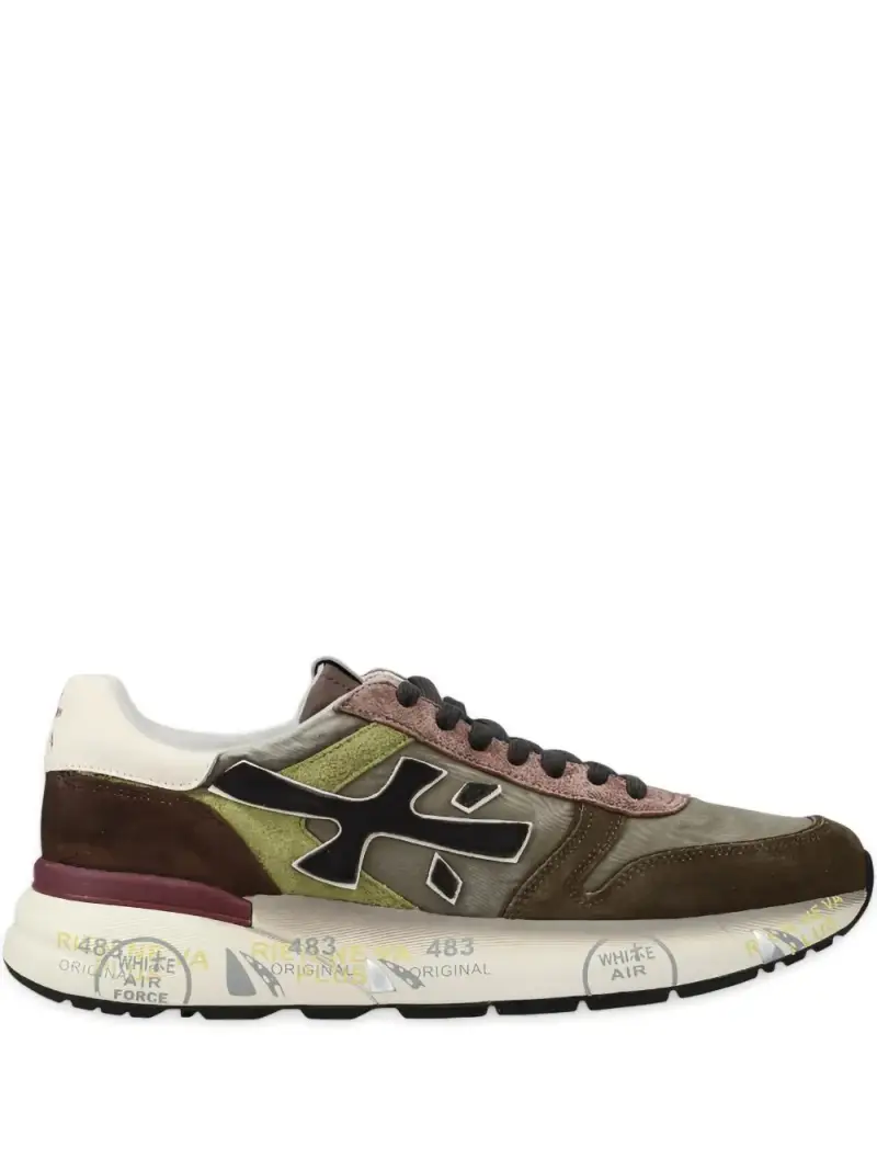 Premiata Sneakers verde in pelle e tessuto