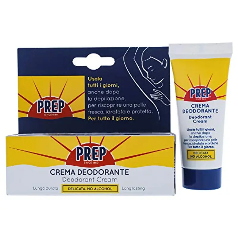Prep, Crema Deodorante, Antitraspirante, Protezione 48h, per Pelli Sensibili, Senza Alcol, Coloranti e Conservanti