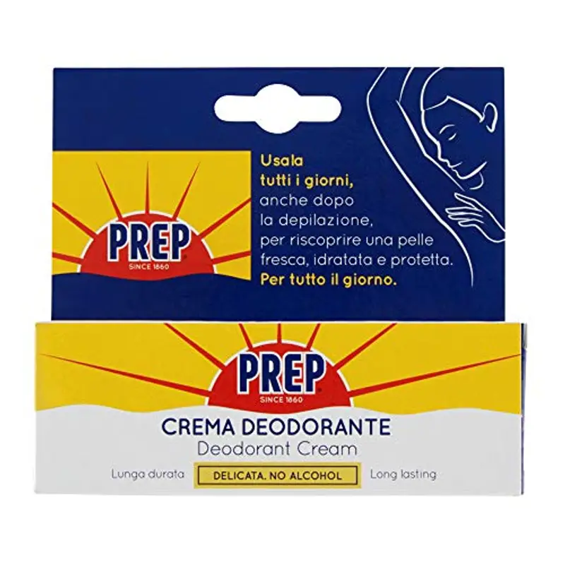 Prep, Crema Deodorante, Antitraspirante, Protezione 48h, per Pelli Sensibili, Senza Alcol, Coloranti e Conservanti
