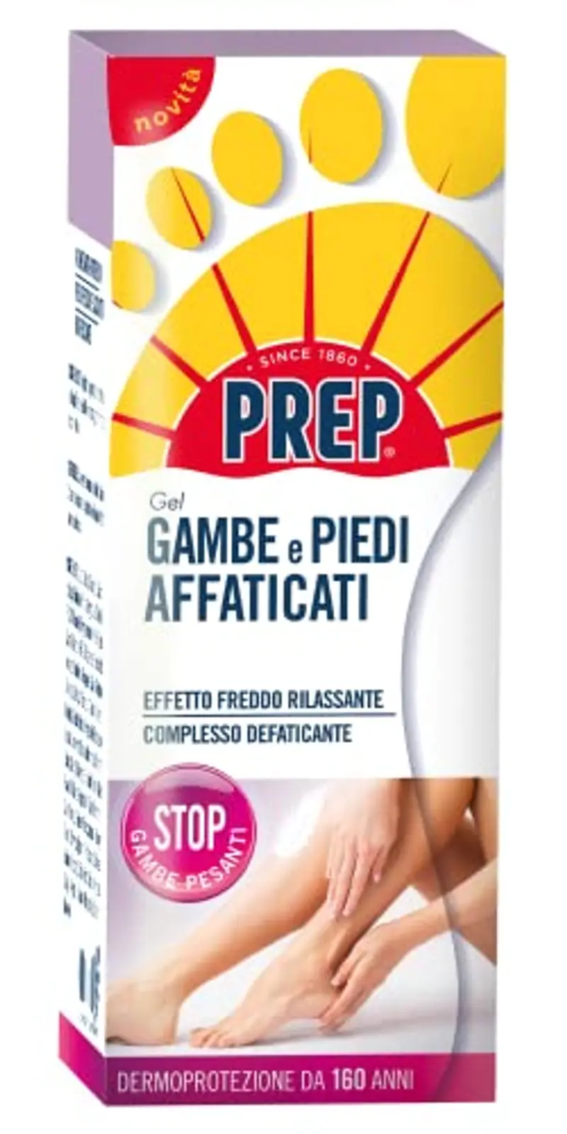 Prep, Gel Gambe e Piedi Affaticati, Gel Effetto Freddo Rilassante, Azione Defaticante e Rinfrescante per Gambe e Piedi Pesanti, a Base di Alga Clorella, Aloe Biologico e Mentolo, Formato 125 ml