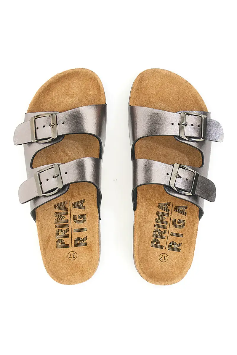 Ciabatte grigie con doppia fibbia Prima Riga 14126 [CANNA DI FUCILE] miniatura 3