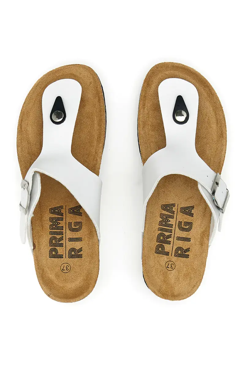 Ciabatte infradito bianche con fibbia e zeppa PRIMA RIGA 14200 [BIANCO] miniatura 3