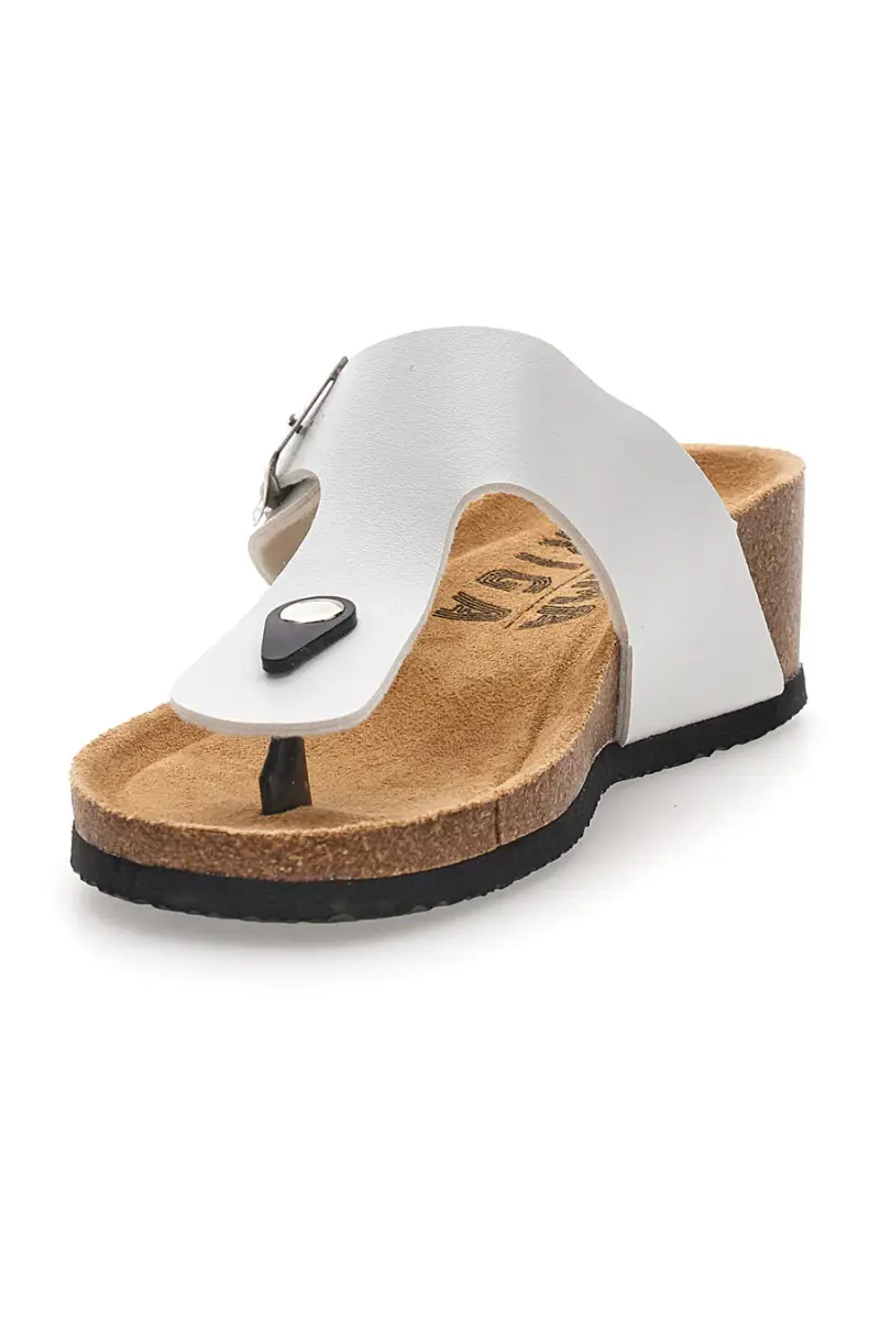 Ciabatte infradito bianche con fibbia e zeppa PRIMA RIGA 14200 [BIANCO] miniatura 4