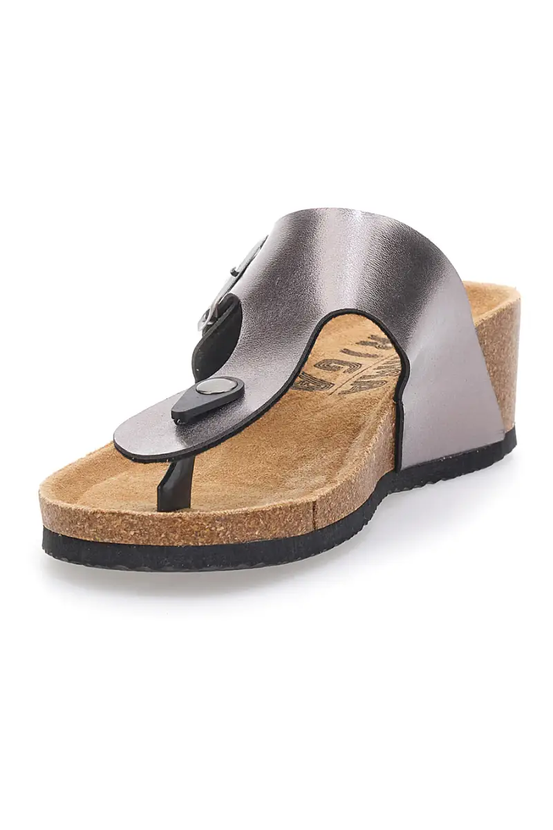 Ciabatte infradito grigie con fibbia e zeppa PRIMA RIGA 14200 [PELTRO] miniatura 3