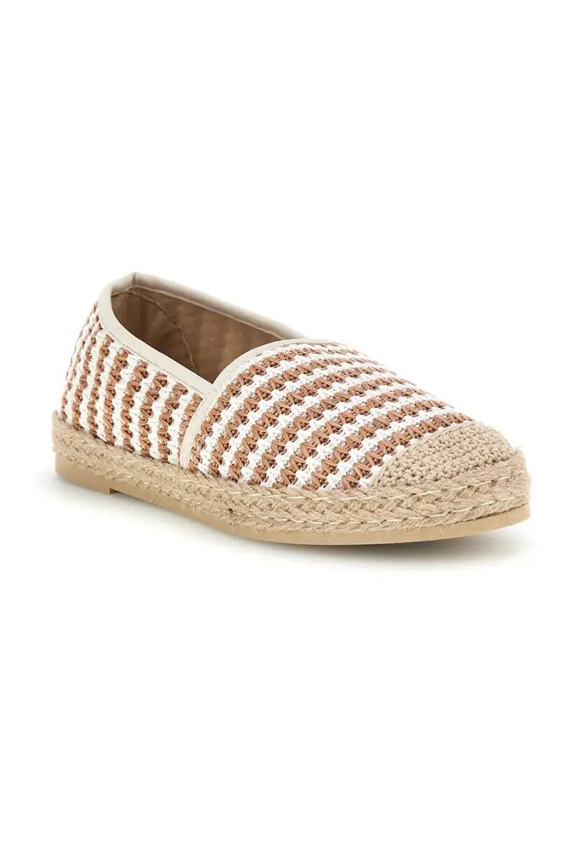 Espadrillas beige e bianche a righe in tessuto Prima riga p687 [BIANCO miniatura 2