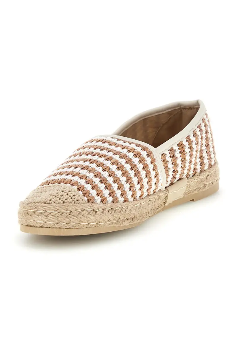 Espadrillas beige e bianche a righe in tessuto Prima riga p687 [BIANCO miniatura 4