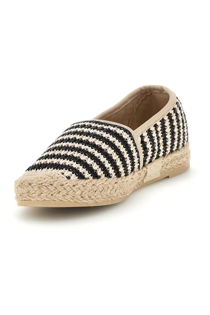 Espadrillas beige e nere a righe in tessuto Prima riga p687 [BEIGE miniatura 4
