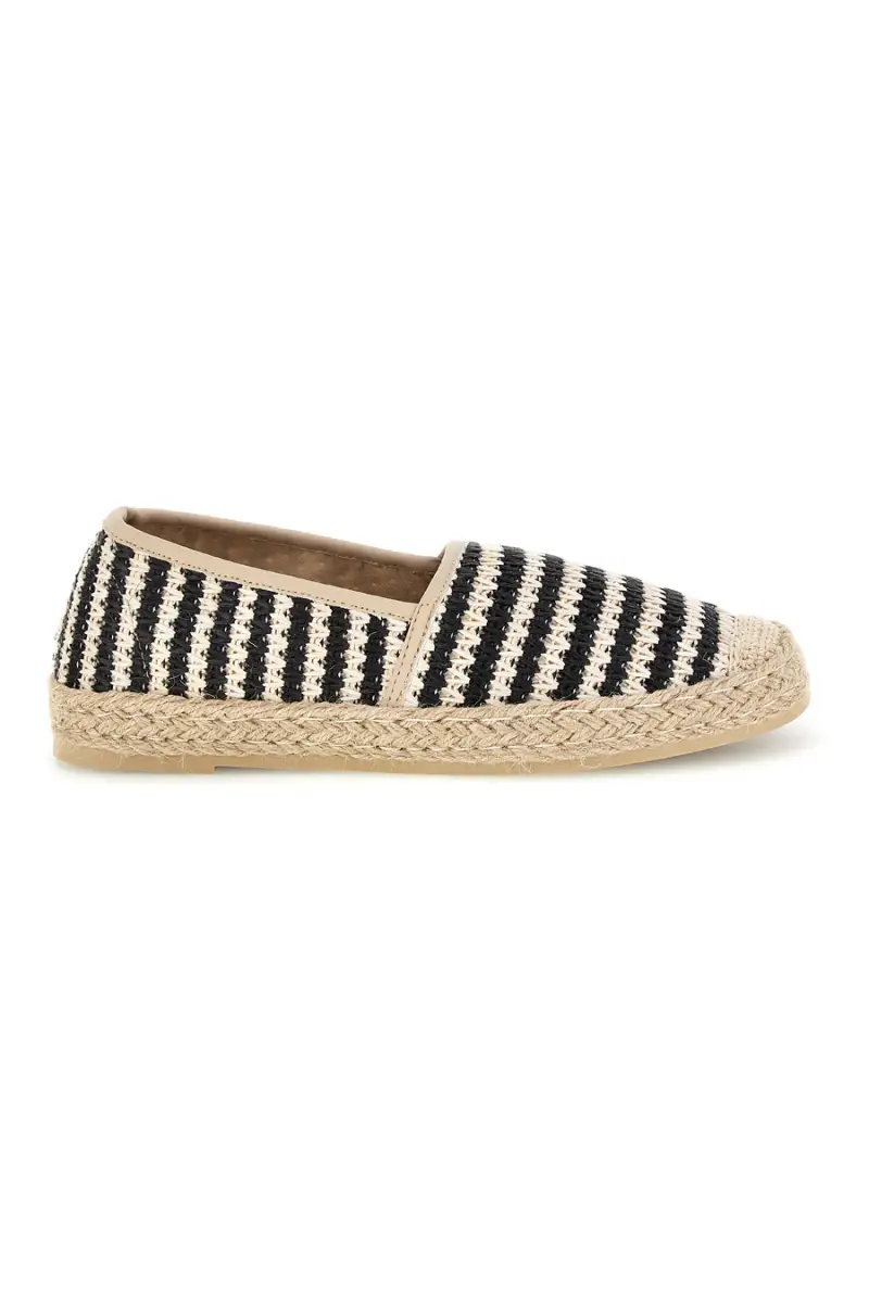 Espadrillas beige e nere a righe in tessuto Prima riga p687 [BEIGE