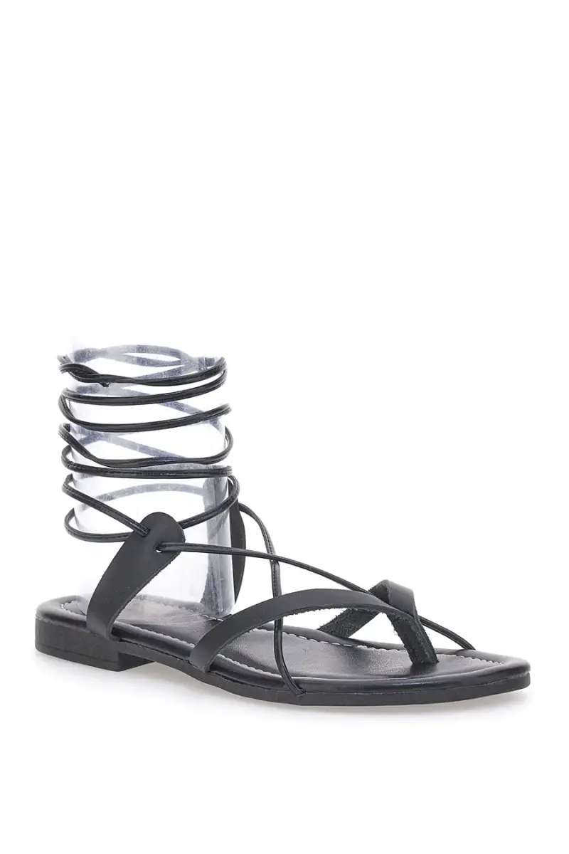 Sandali alla Schiava in Vera Pelle Neri PRIMA RIGA 711 [NERO] miniatura 3