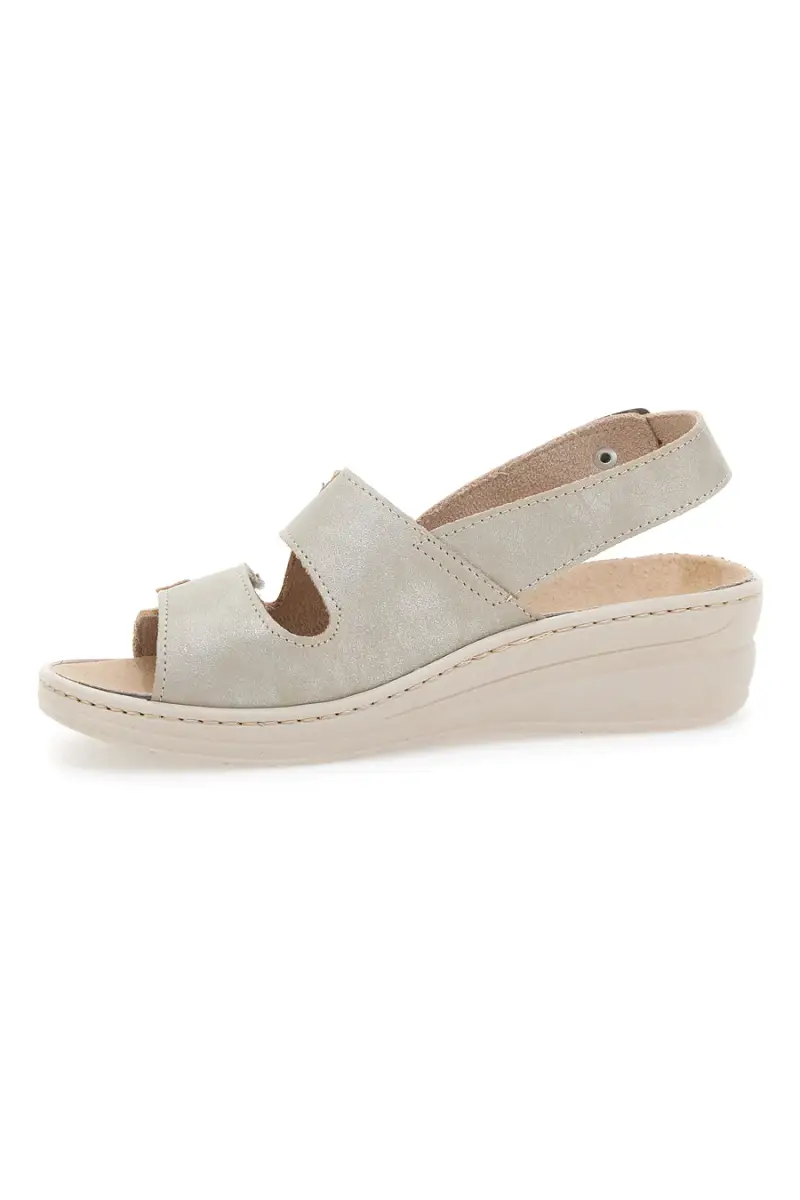 Sandali Beige con Cinturino e Sottopiede in Pelle PRIMA RIGA 183 [PLATINO] miniatura 4