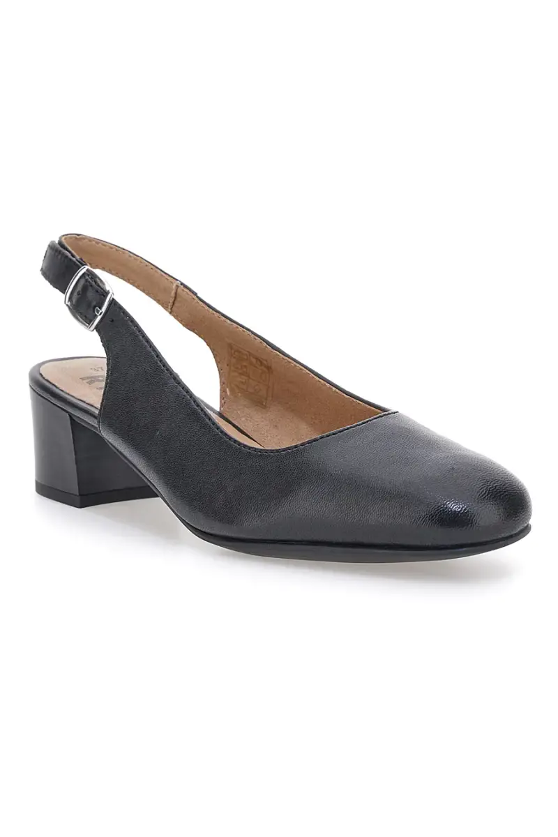 Slingback nere in vera pelle con tacco basso Prima riga 21684LIDY [NERO] miniatura 2