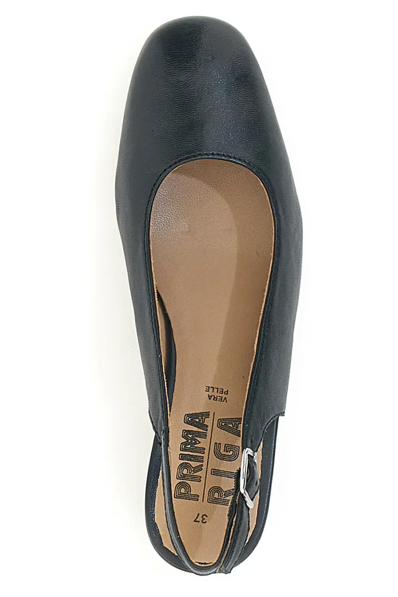 Slingback nere in vera pelle con tacco basso Prima riga 21684LIDY [NERO] miniatura 3