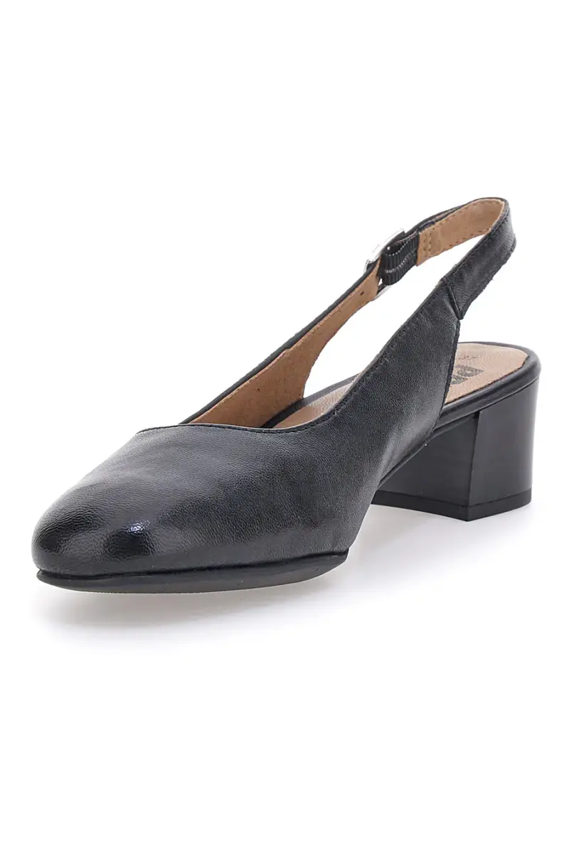 Slingback nere in vera pelle con tacco basso Prima riga 21684LIDY [NERO] miniatura 4