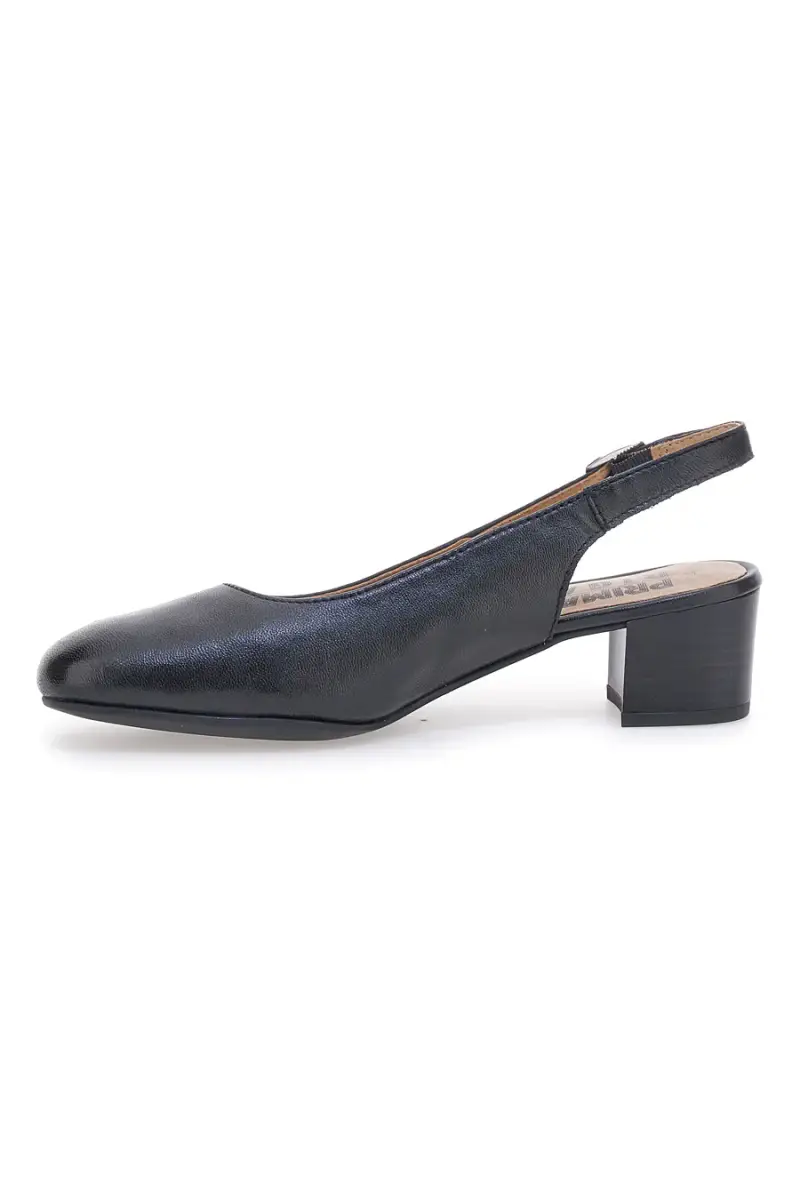 Slingback nere in vera pelle con tacco basso Prima riga 21684LIDY [NERO] miniatura 5