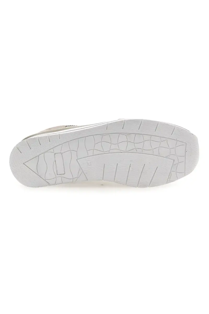 Sneakers Beige Bianco in pelle con lacci e zip Prima riga 21668FAST [IVORY] miniatura 5