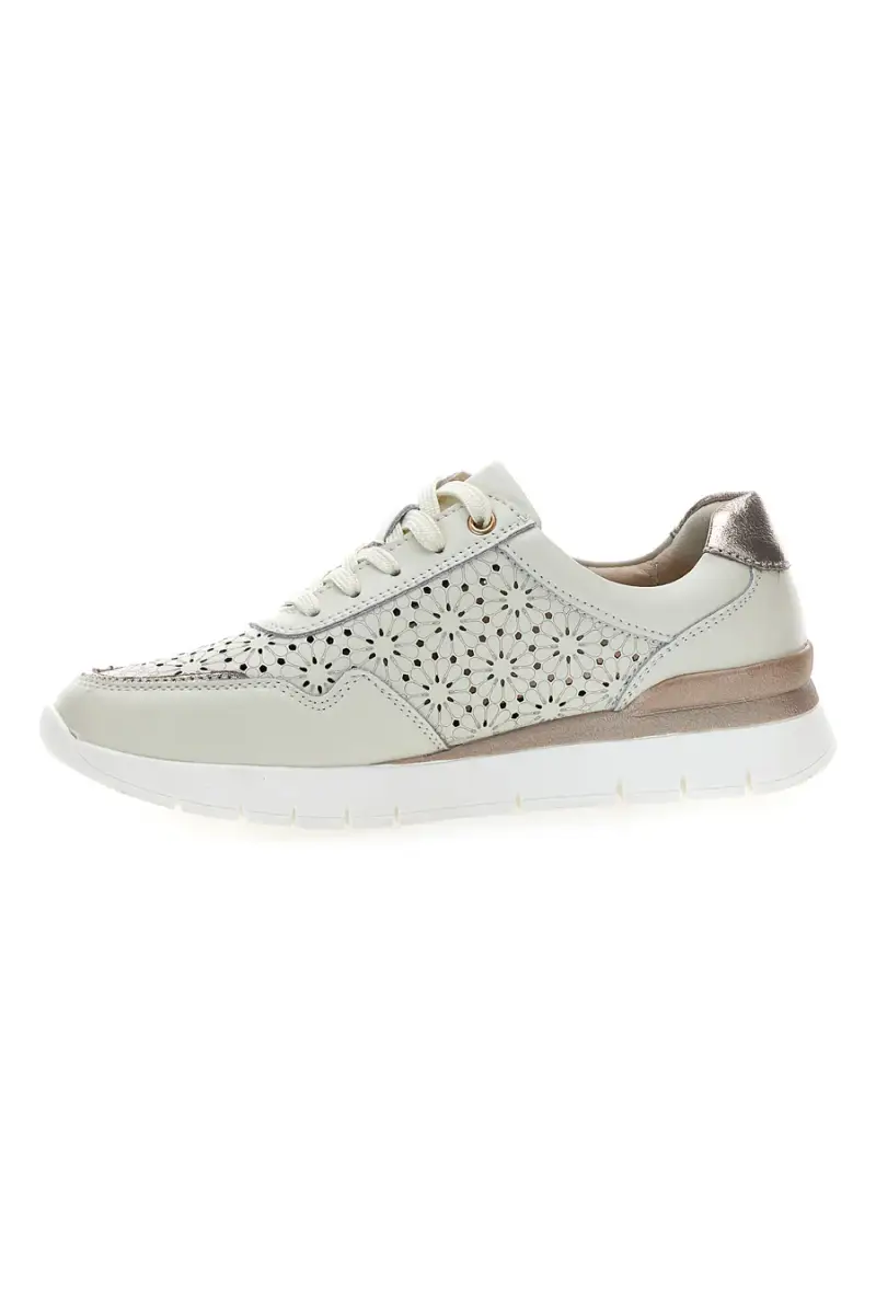 Sneakers beige traforate in vera pelle con cerniera Prima riga 182082 [BEIGE] miniatura 4