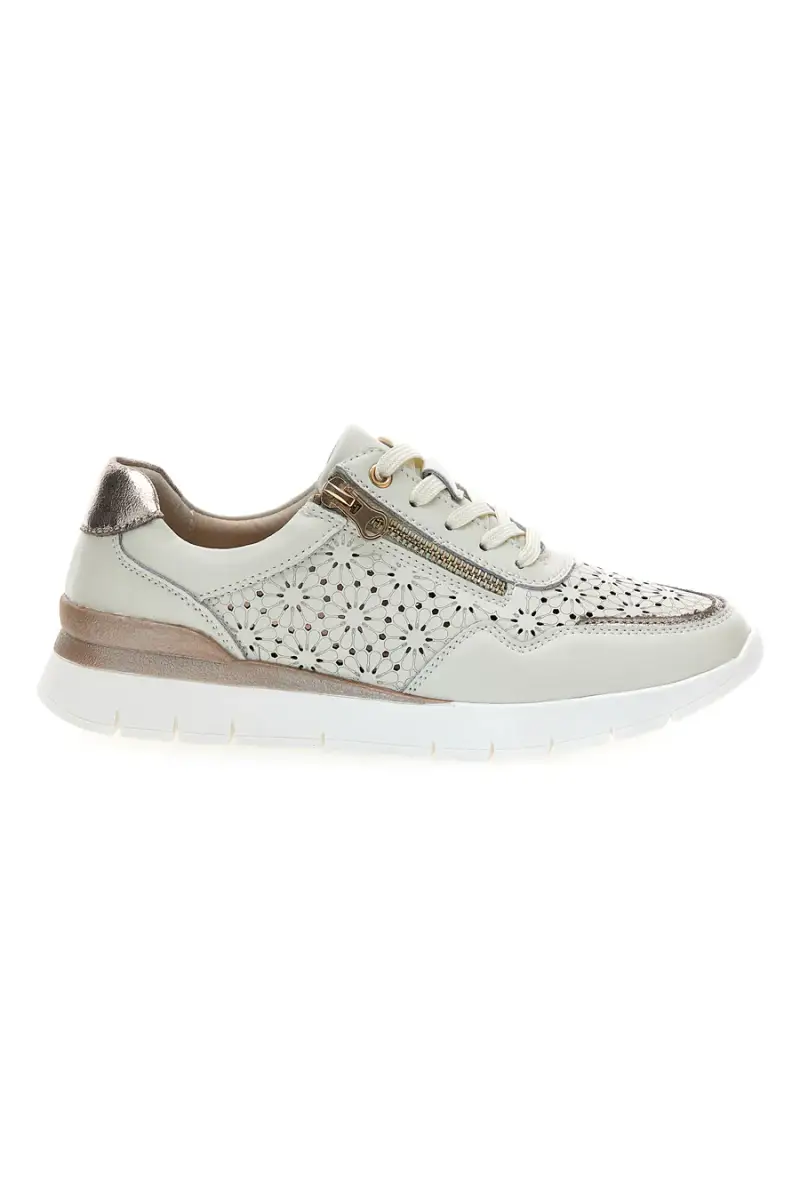 Sneakers beige traforate in vera pelle con cerniera Prima riga 182082 [BEIGE]