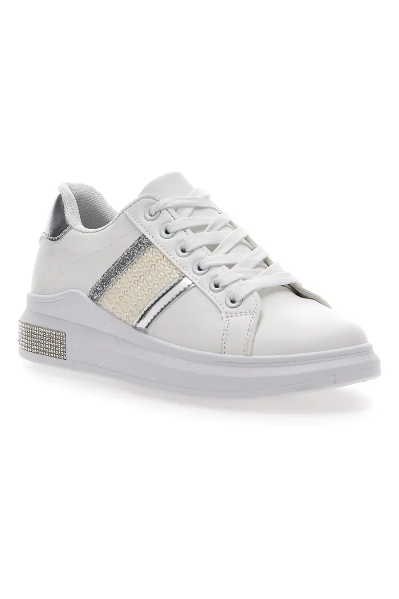 Sneakers Bianche Con Dettagli Argentati Prima Riga 460 [WHITE miniatura 2