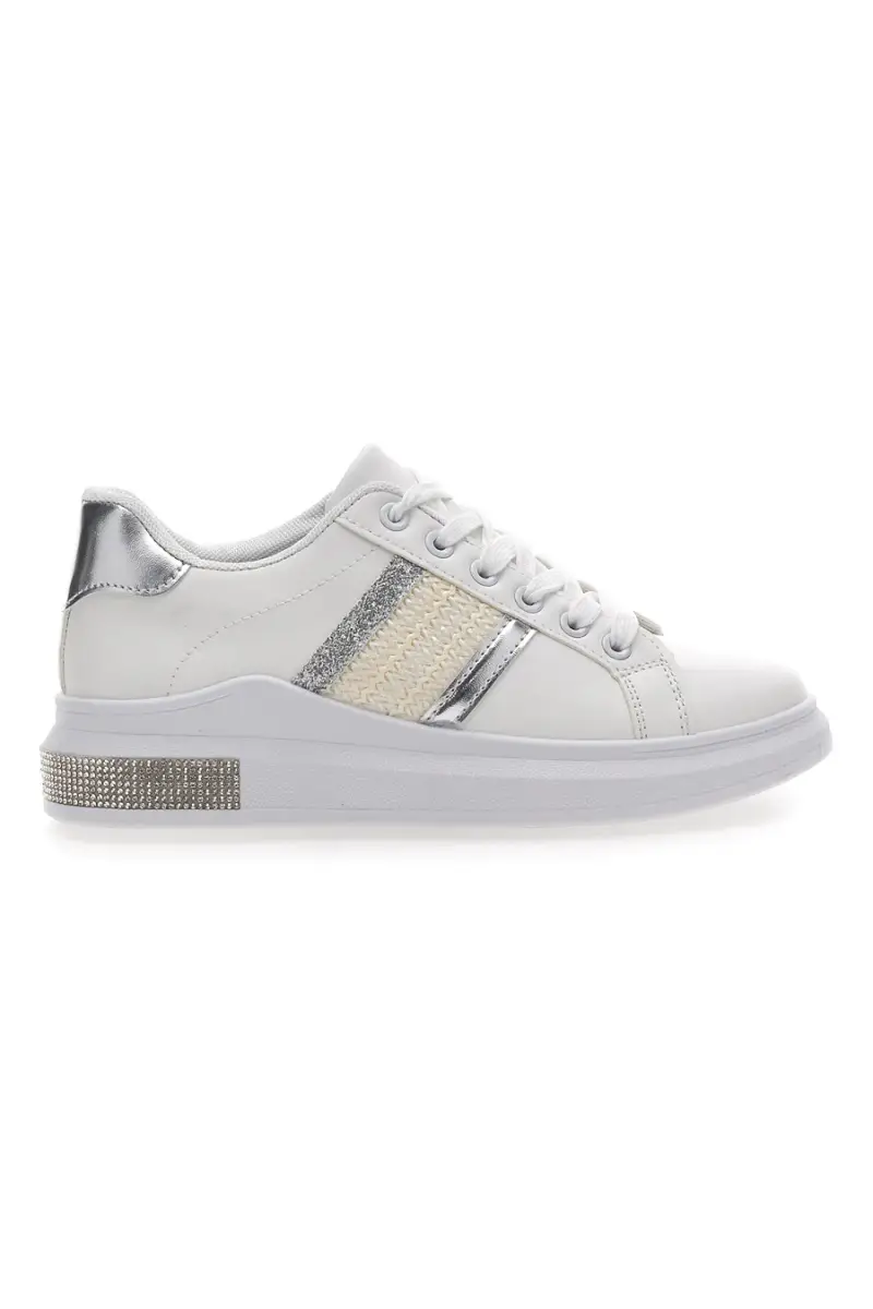 Sneakers Bianche Con Dettagli Argentati Prima Riga 460 [WHITE