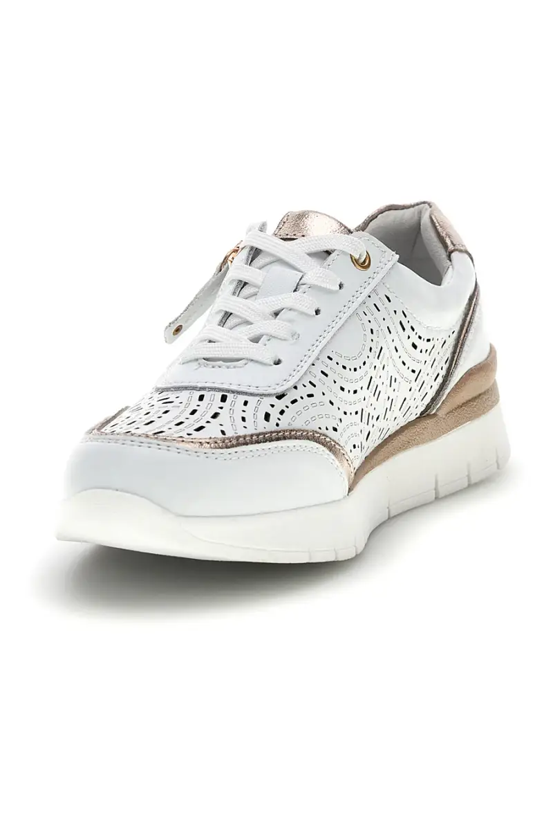 Sneakers bianche traforate in pelle con suoletta estraibile Prima riga 33314 [BIANCO] miniatura 3