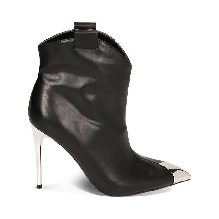 Ankle boots neri con puntale, tacco 10,5 cm