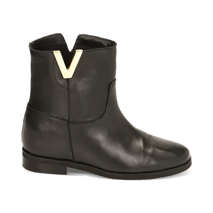 Ankle boots neri in pelle con zeppa