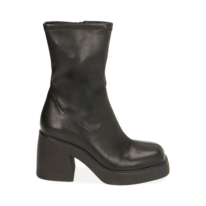 Ankle boots platform neri, tacco 8,5 cm