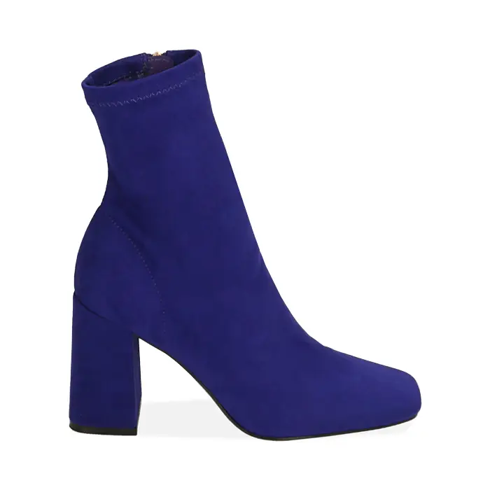 Ankle boots viola in microfibra, tacco 8,5 cm