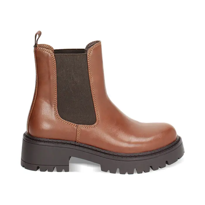 Beatles cognac con suola in gomma 5 cm