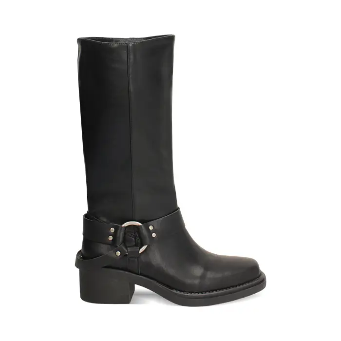 Biker neri con tacco 5 cm