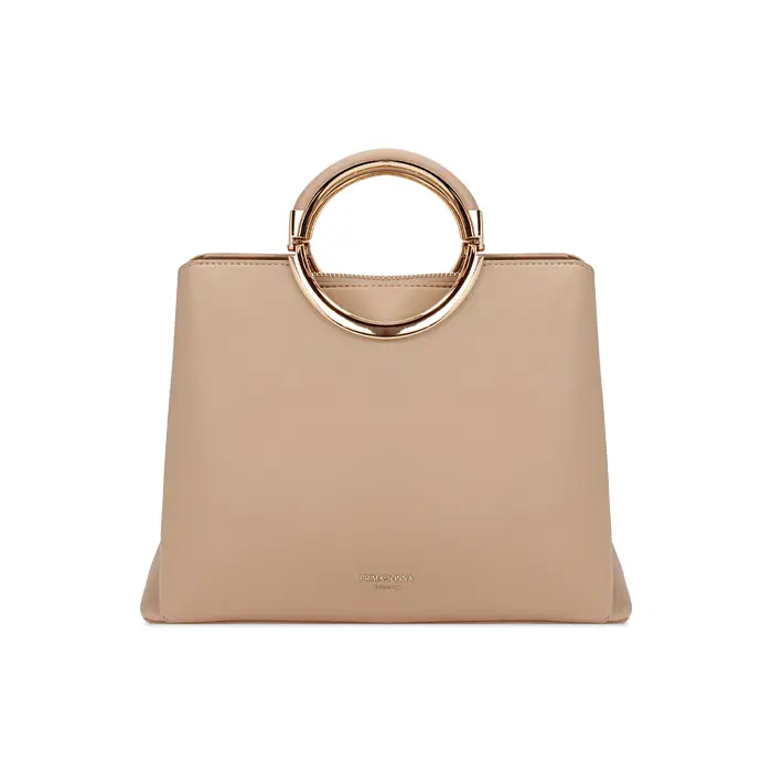 Borsa a mano beige con tracolla removibile