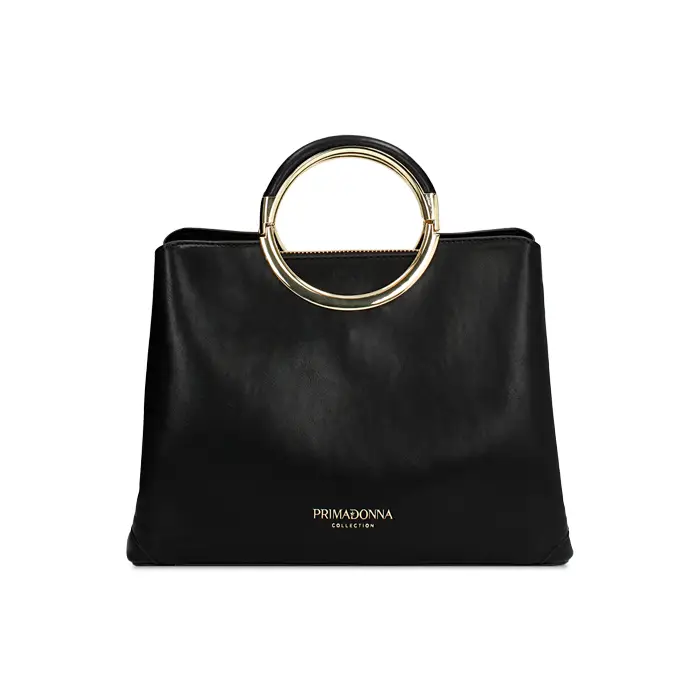 Borsa a mano nera con tracolla removibile