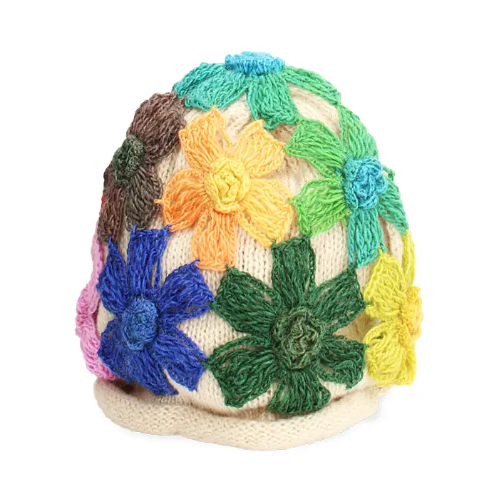 Cappello fiorato beige