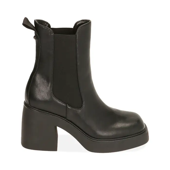 Chelsea boots platform neri, tacco 8,5 cm