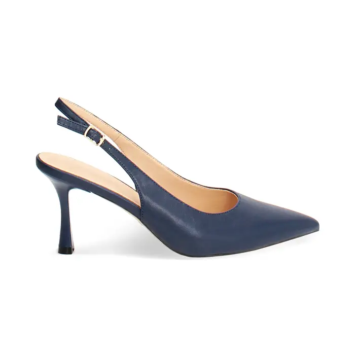Décolleté blu slingback tacco 8 cm