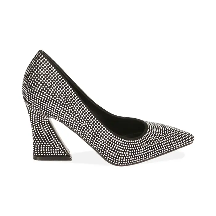 Décolleté nere con strass, tacco 9 cm